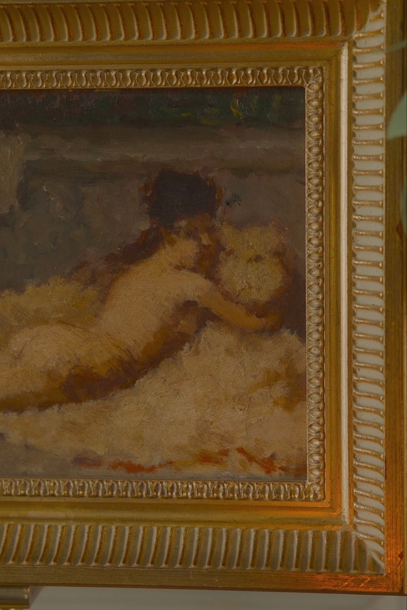19th C. Framed Nude Oil Painting in Gilt Frame