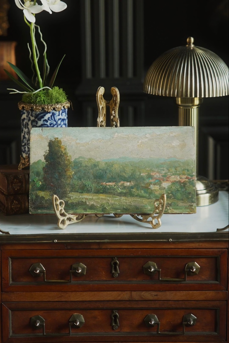 Antique French Miniature Oil on Board