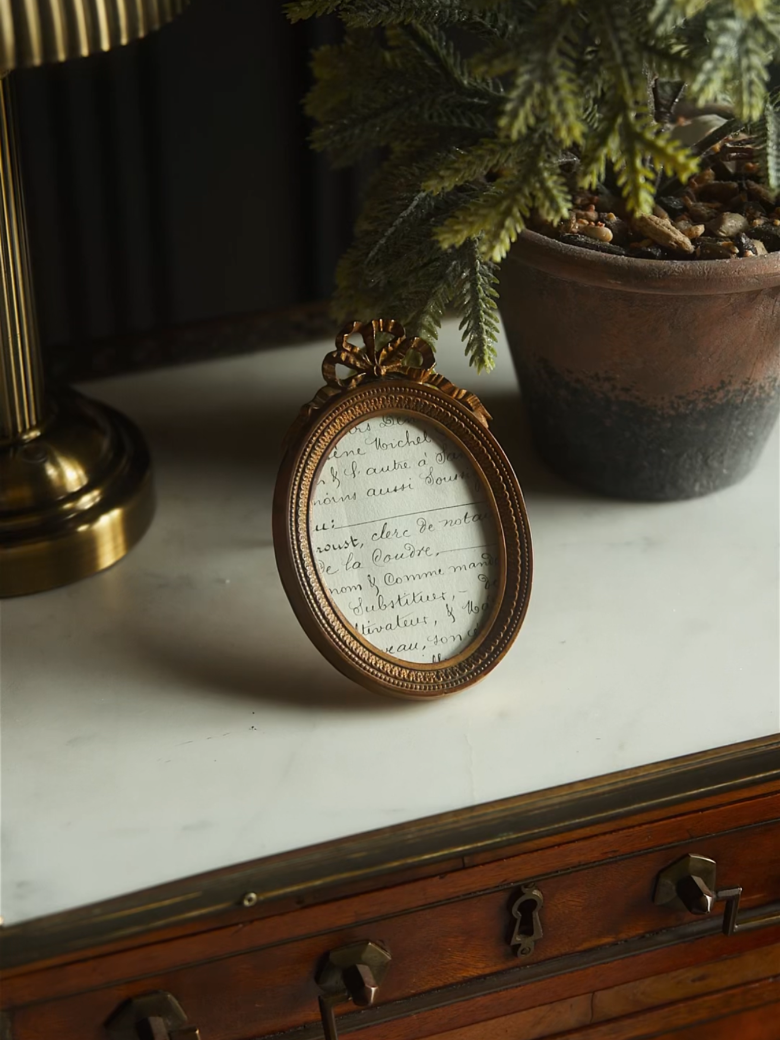 19th Century French Gilt Bow Top Oval Frame