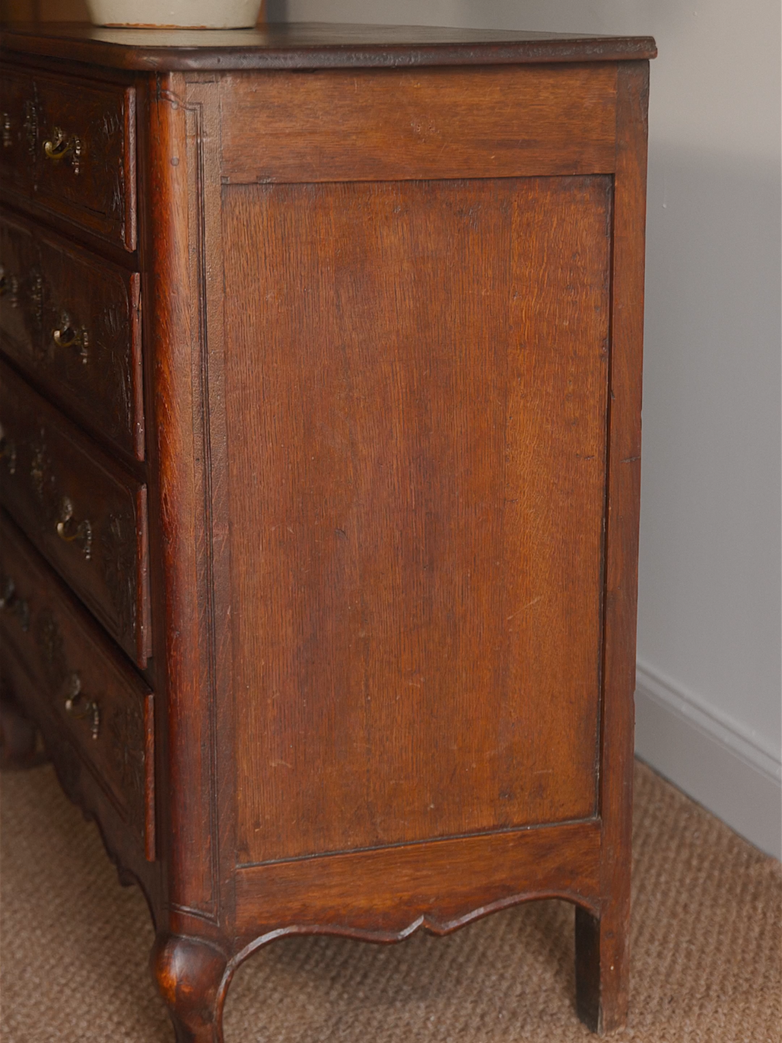 19th Century French Carved Oak Commode