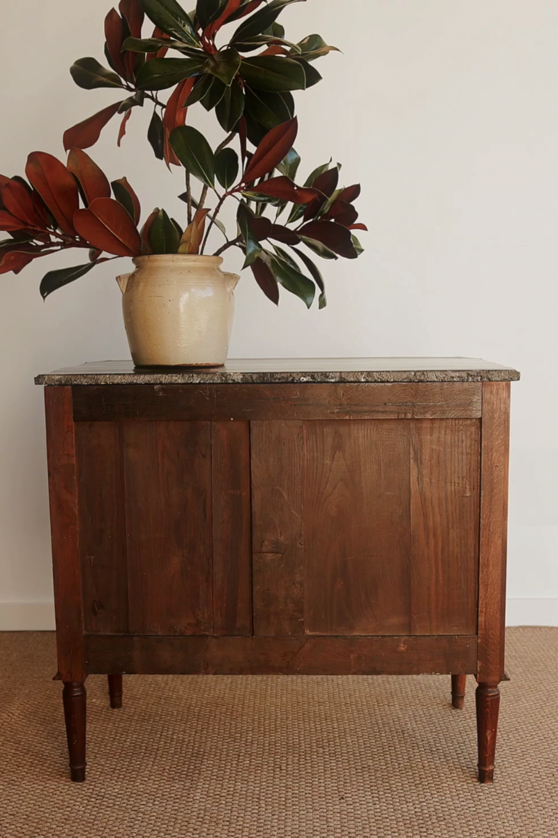 19th Century French Louis XVI–Style Mahogany Commode with Black Marble Top