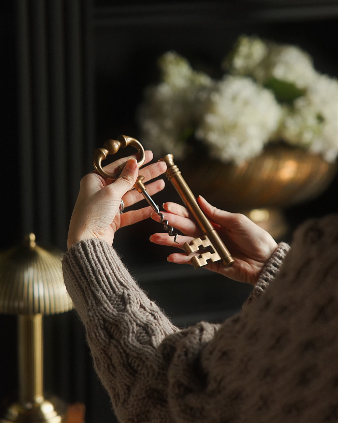 Late 19th Century French Brass Key-Form Corkscrew & Wine Opener