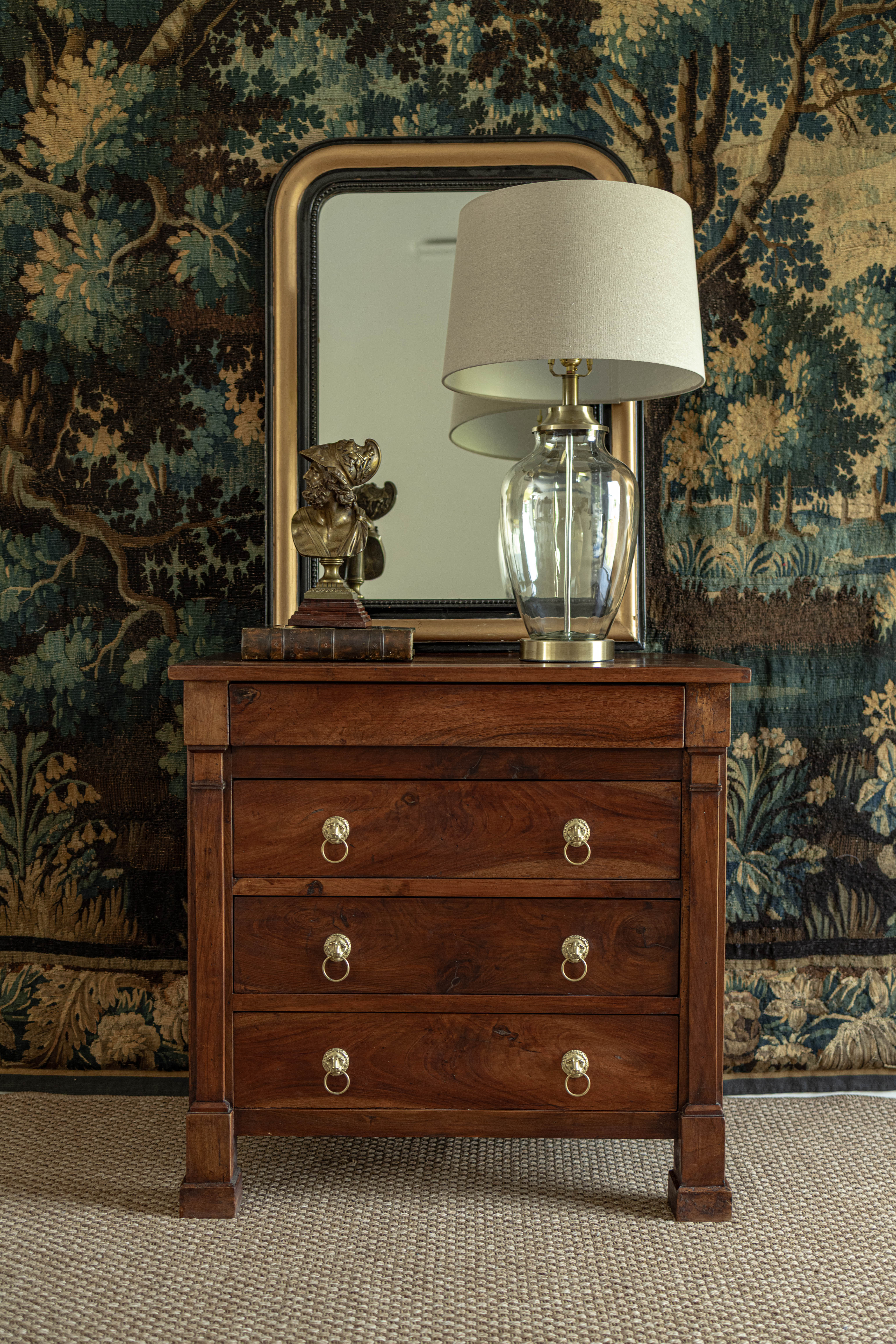Antique Louis Philippe Mirror with Ebonized & Gilt Frame