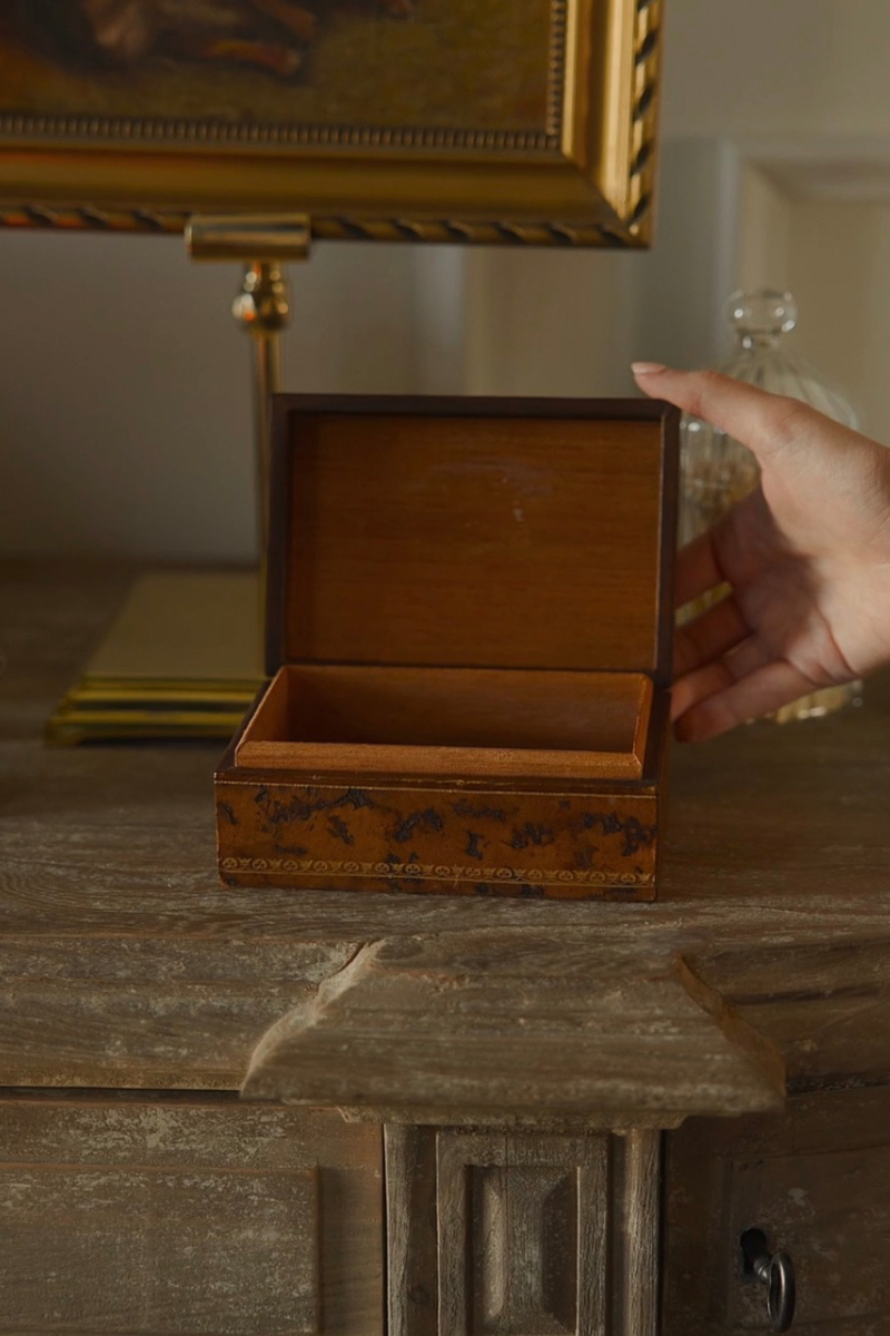 19th C. French Leather Wood Interior Box