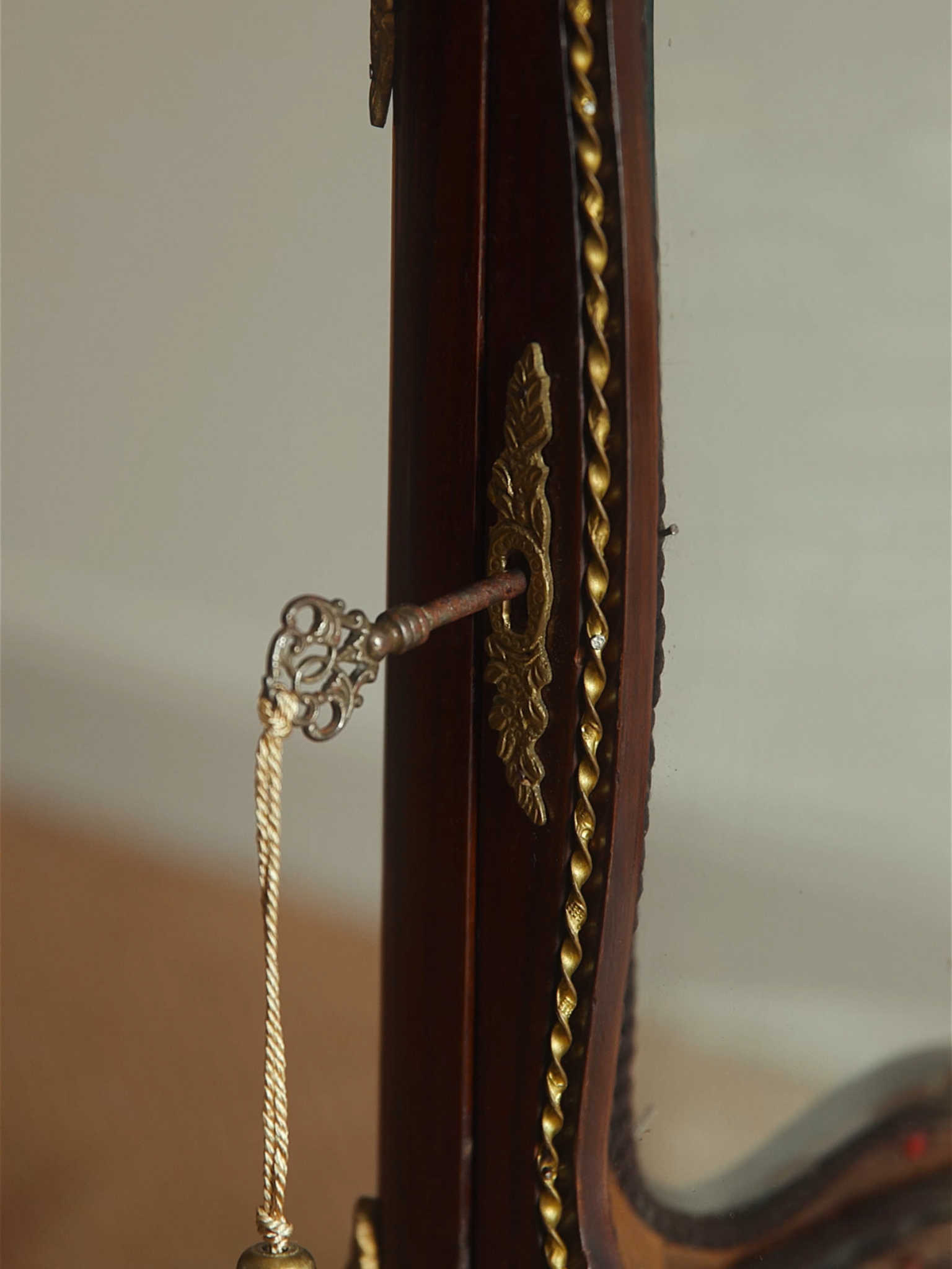 French Louis XV–Style Mahogany and Ormolu Vitrine Cabinet