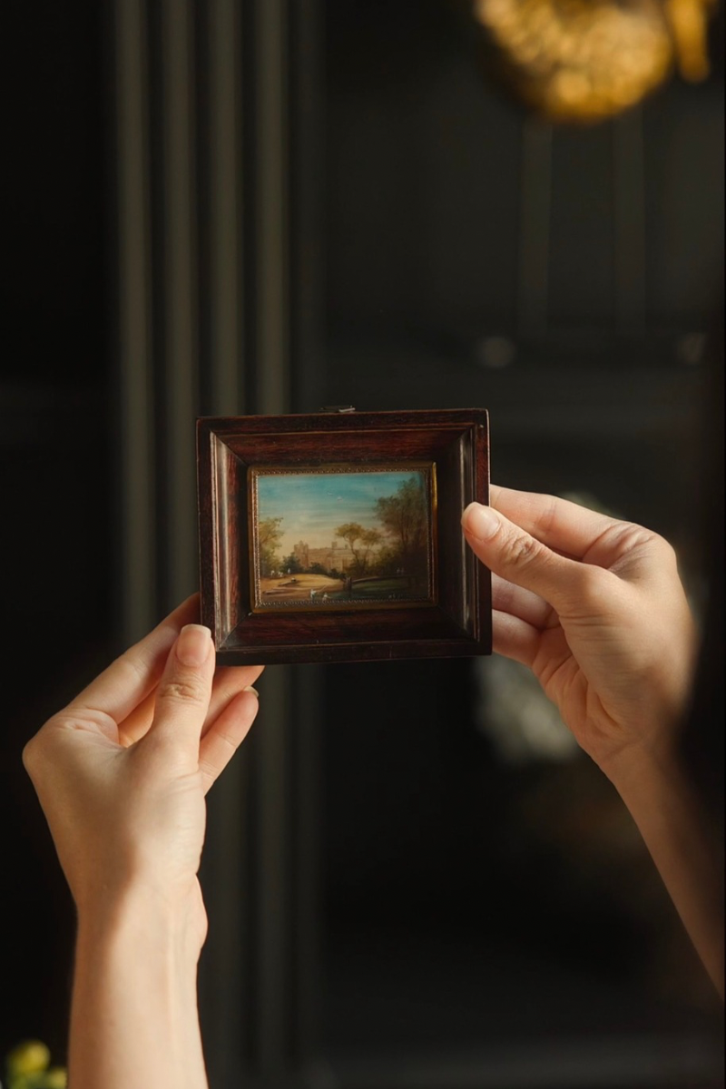Signed Miniature Landscape With Manor House | Late 19th Century