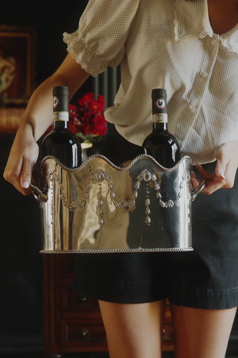 Antique Silver Plate 3 Bottle Divided Wine Caddy
