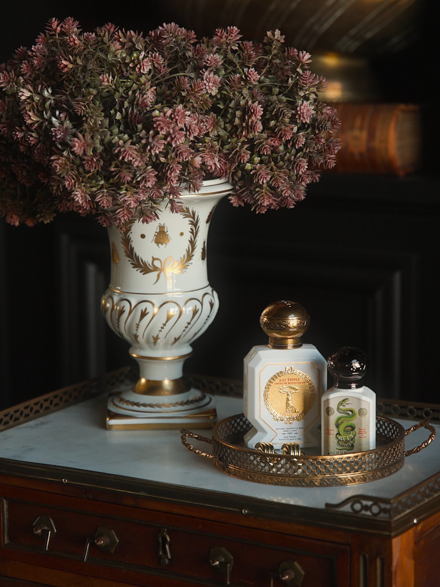 Small Glass and Brass Vanity Tray