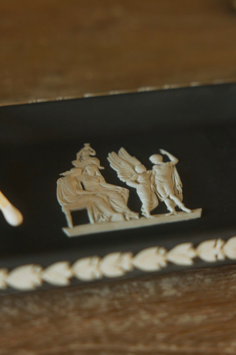 Wedgwood Dark Jasperware Tray with Classical Relief