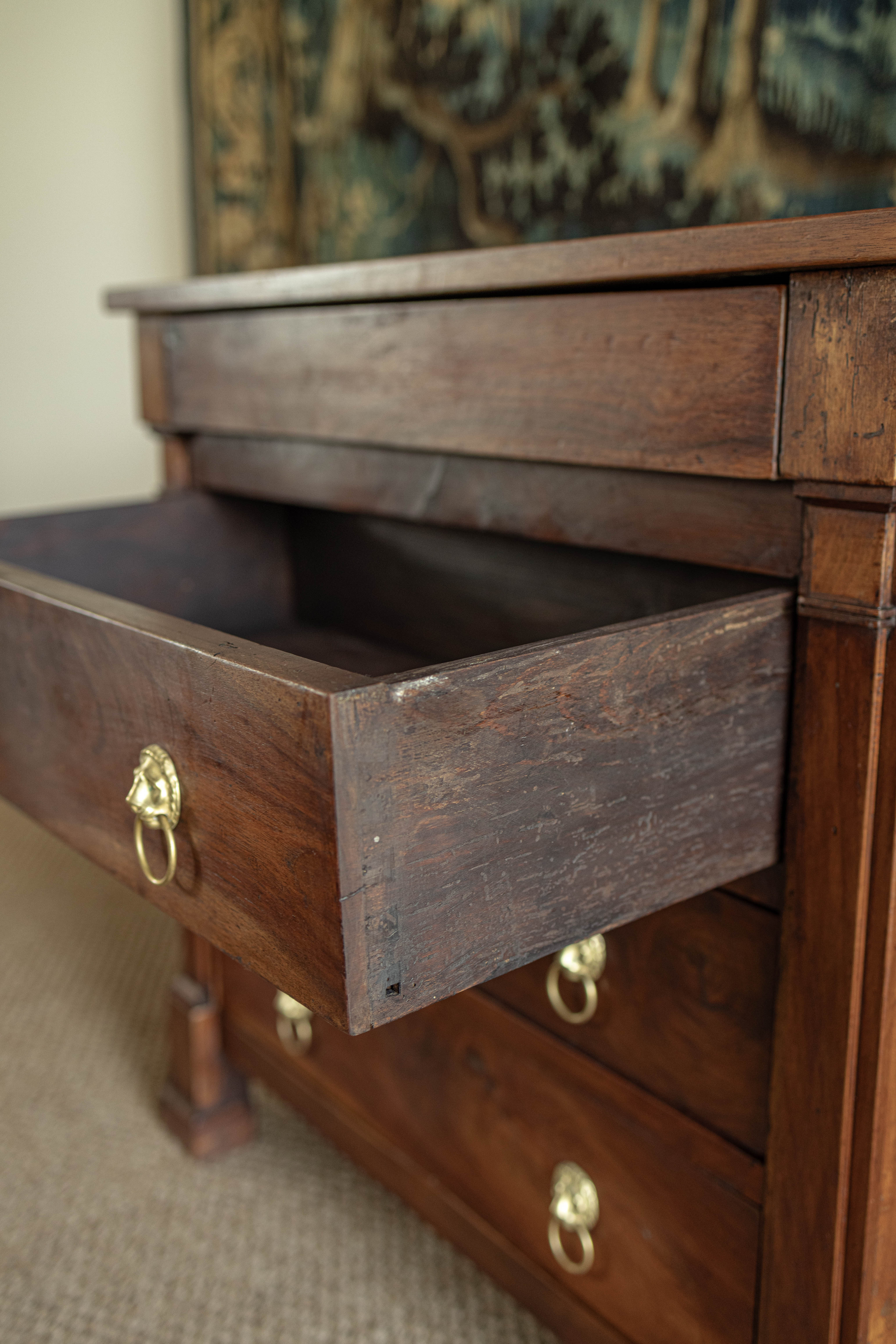 20th Century Lion Head Handled Petit Commode