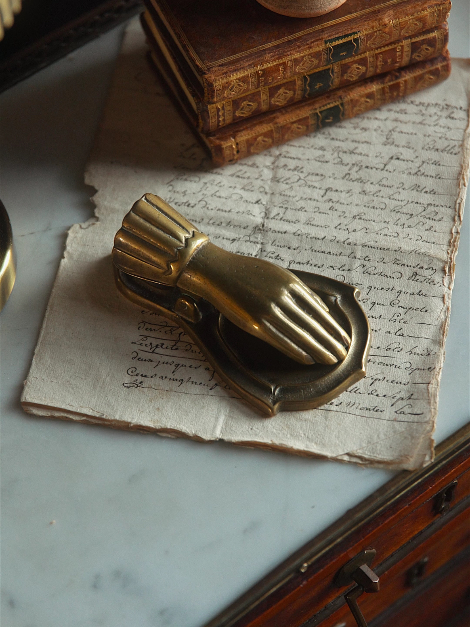 19th Century Antique Brass Hand Paper Clip