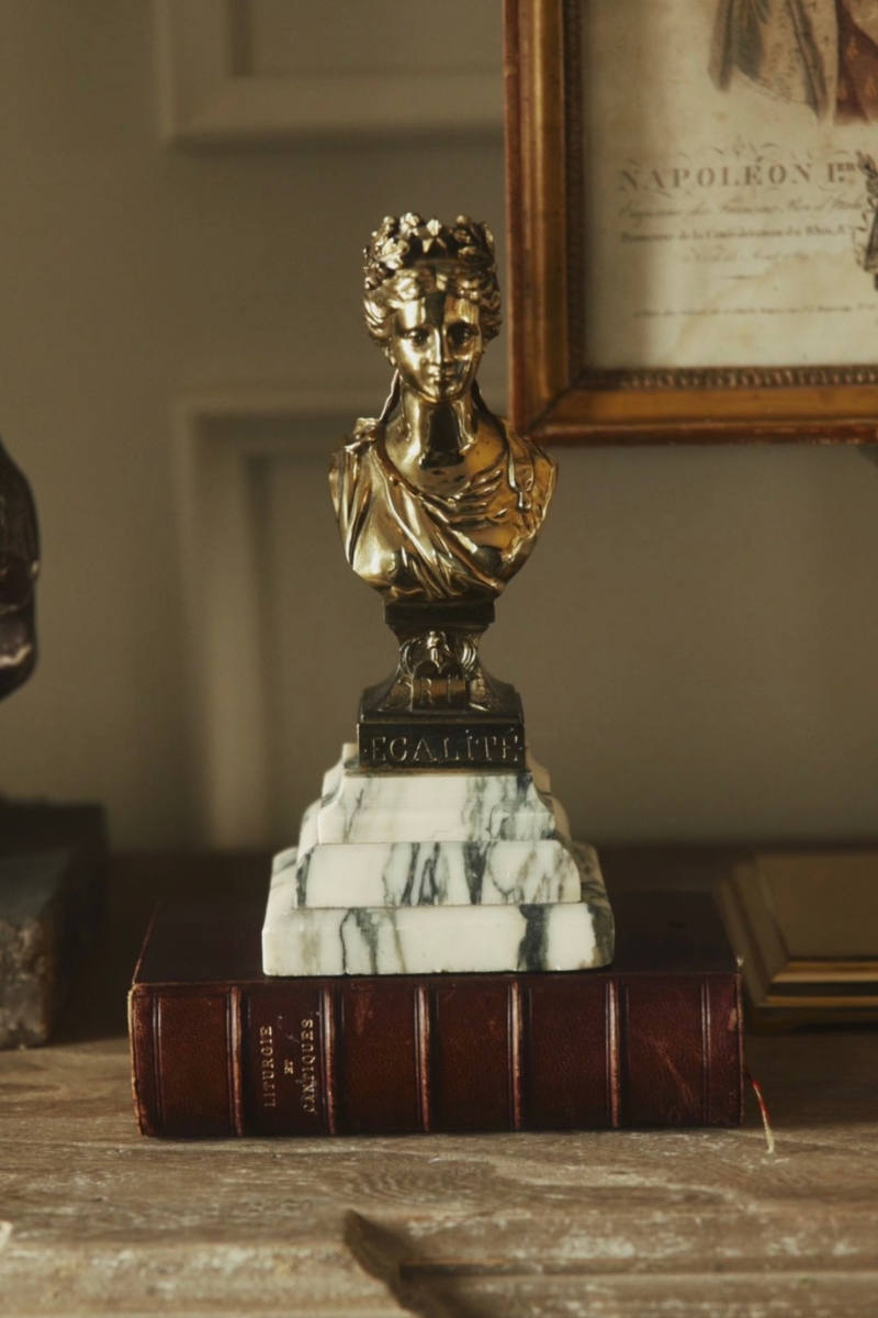 French Bronze “Fraternité” Allegorical Bust on Marble Base
