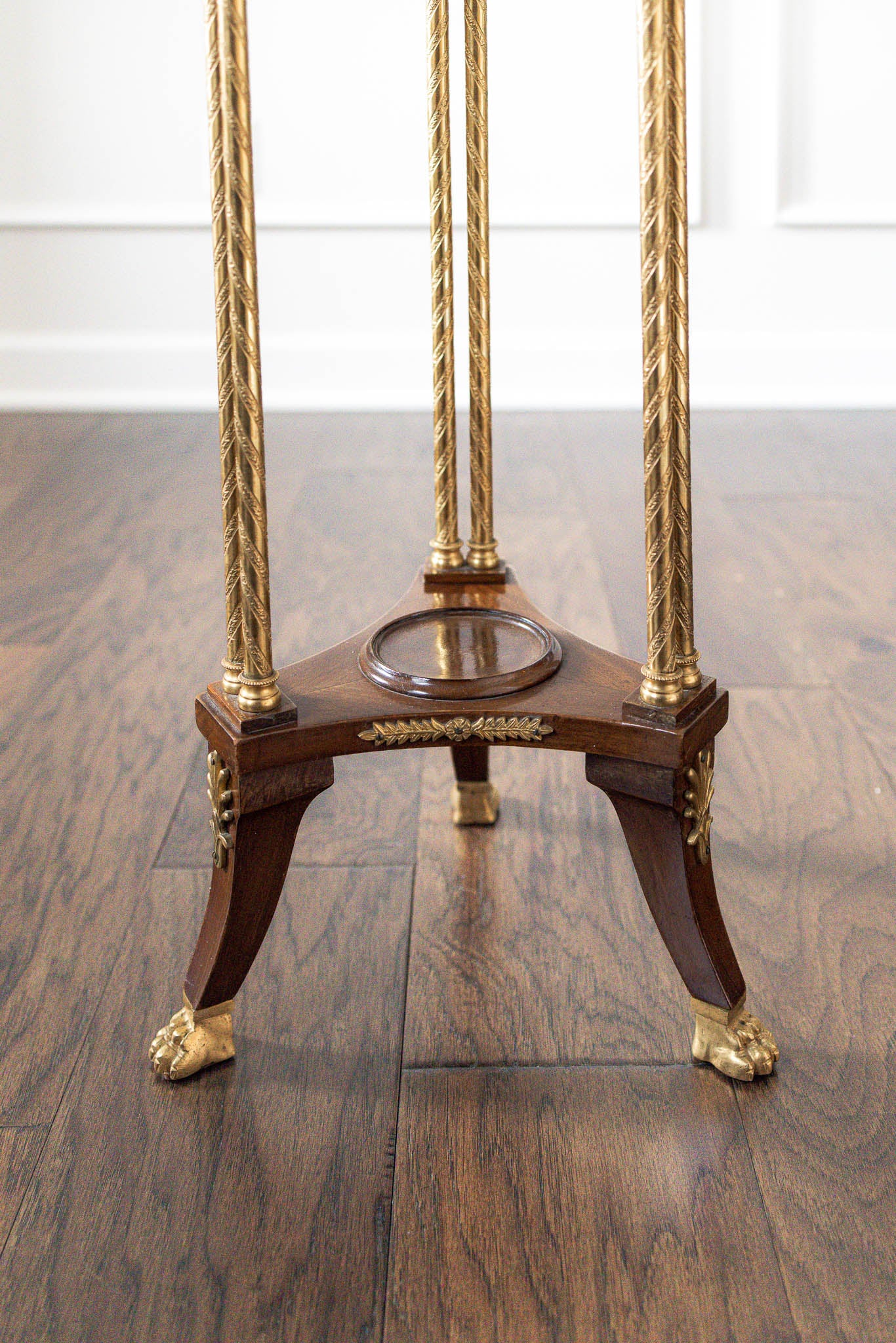 Louis XVI Style Gilt Bronze-Mounted Mahogany Pedestal Table with Green Marble Top