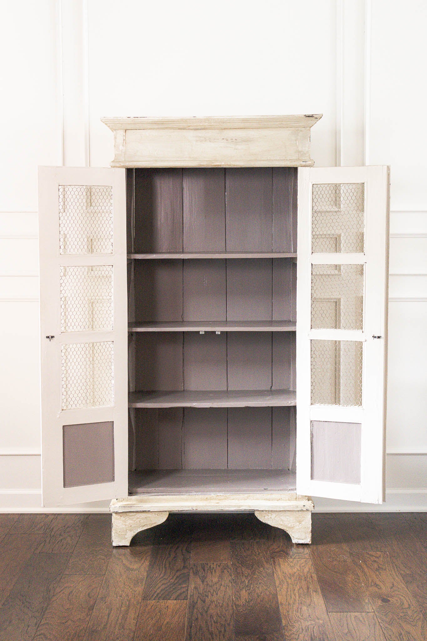 19th Century French Oak Cabinet with Wire Mesh Doors