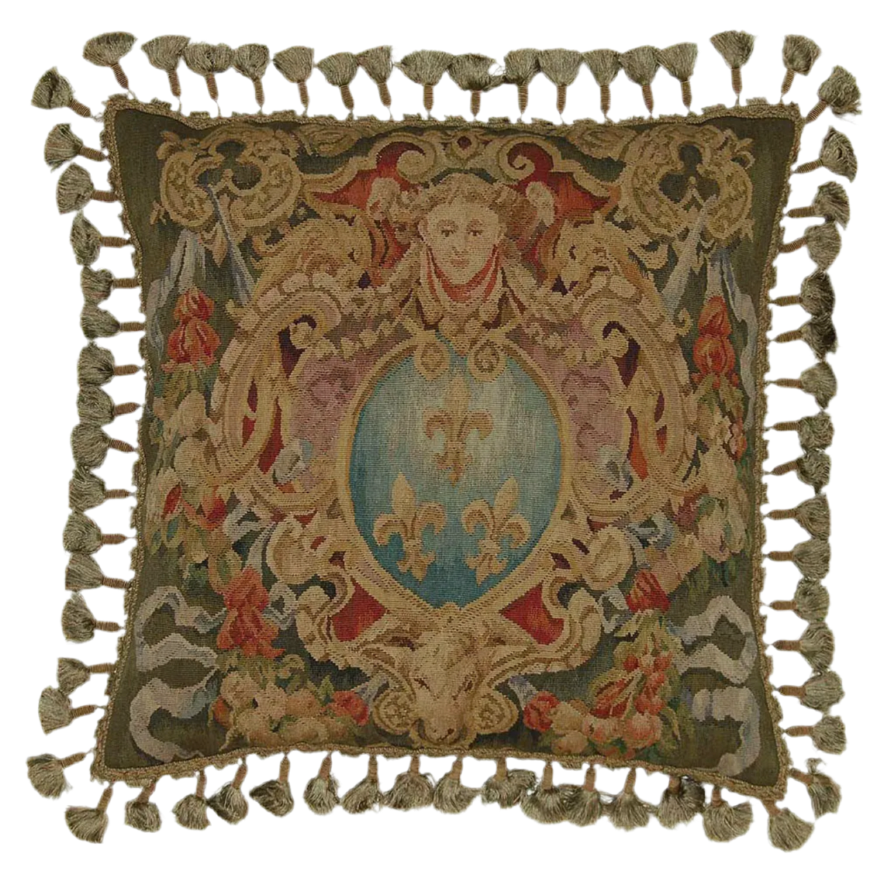 Fleur de Lys Royale: Aubusson Tapestry Pillow