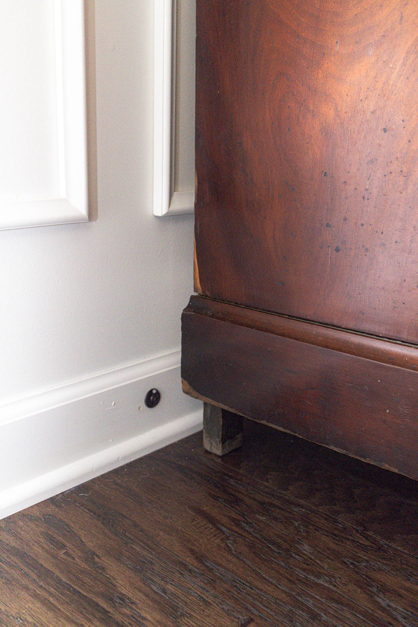 19th Century Black Marble Top Mahogany Commode with Ornate Bronze Detail