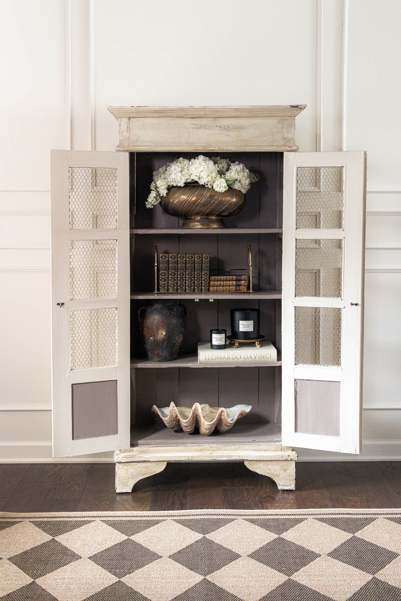 19th Century French Oak Cabinet with Wire Mesh Doors