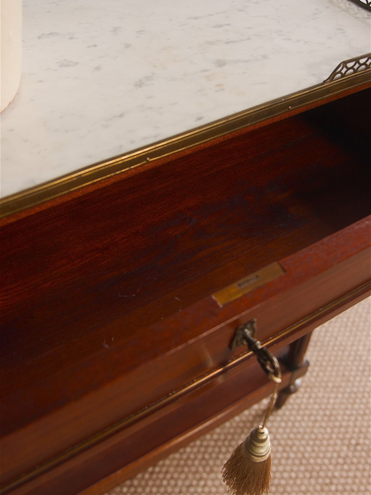 French Mahogany Console Table with Brass Gallery Edge