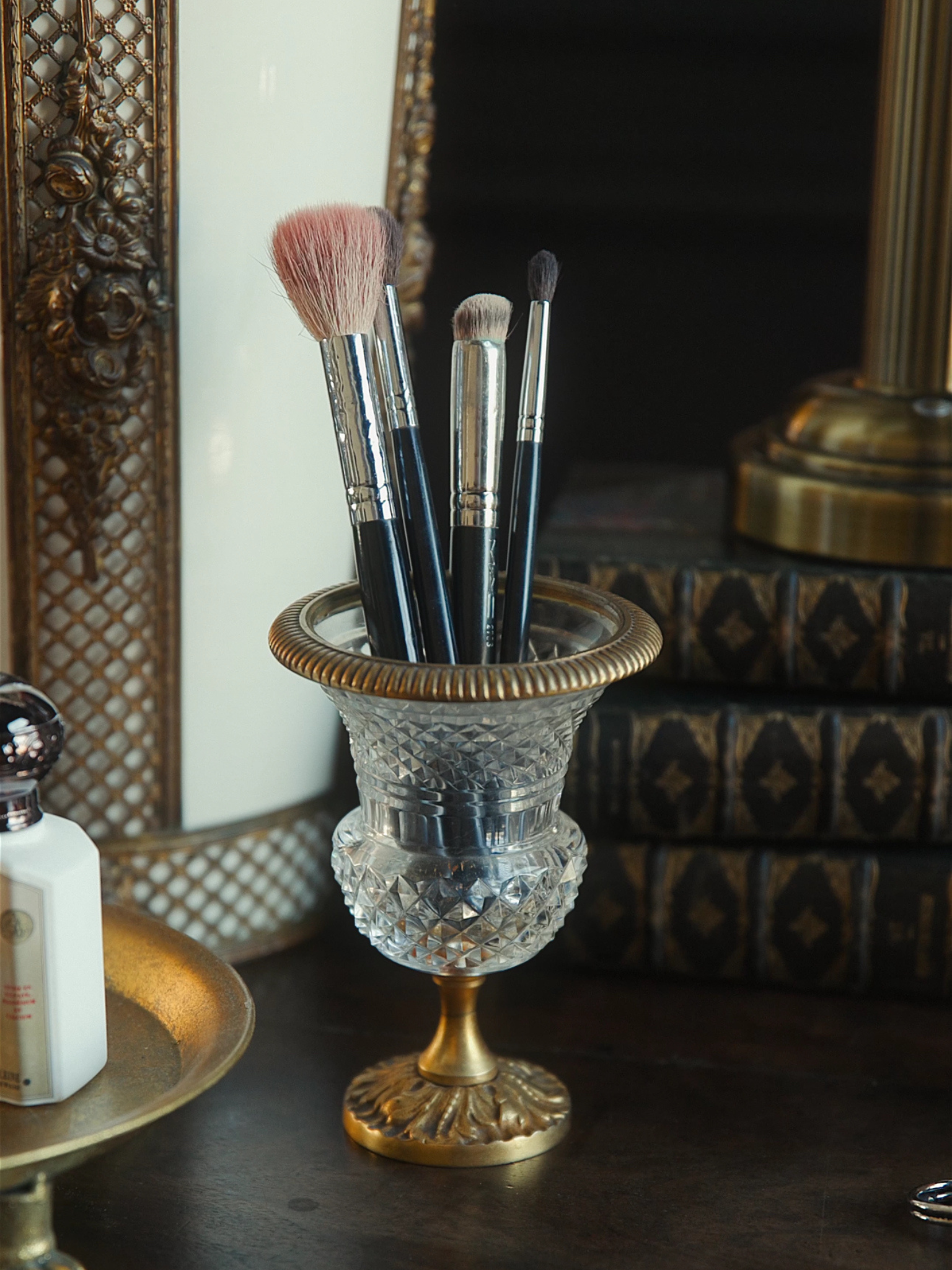19th-Century French Cut Glass & Gilt Bronze Urn