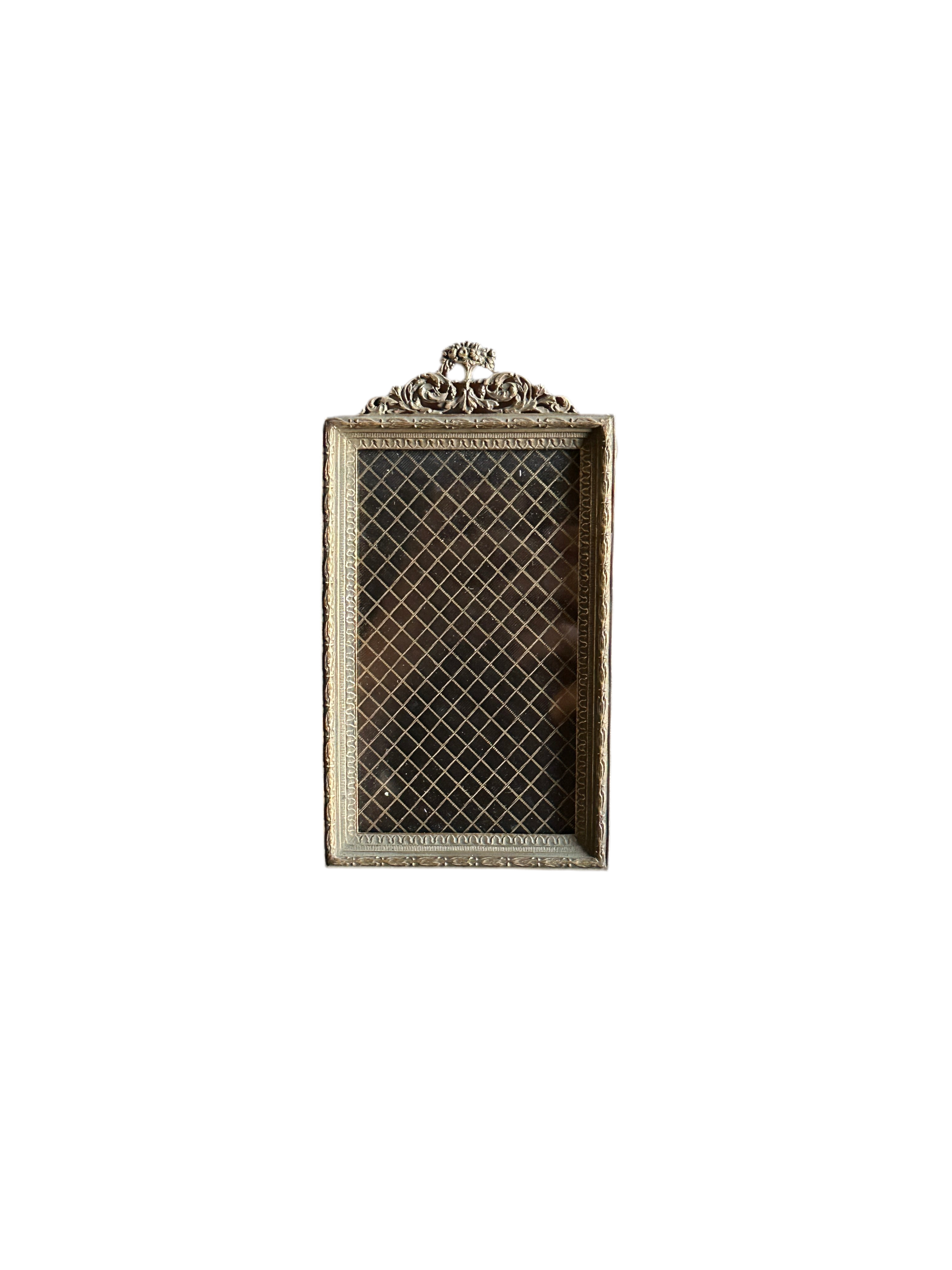 Antique Gilt Brass Frame with Bow Crest