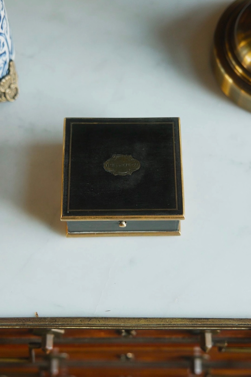 19th-Century French-Inscribed Postage Stamp Box