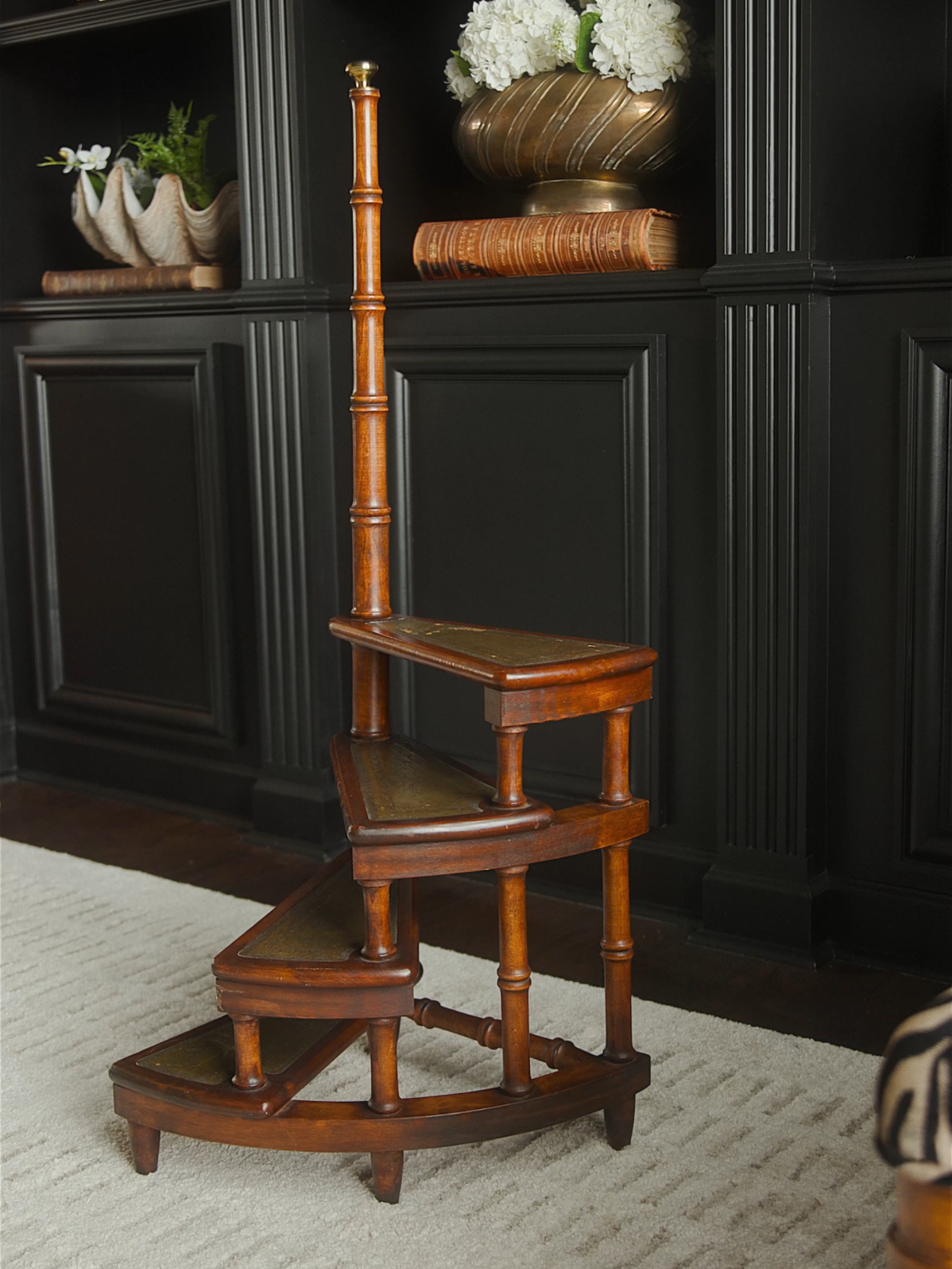 Antique French Walnut Library Steps