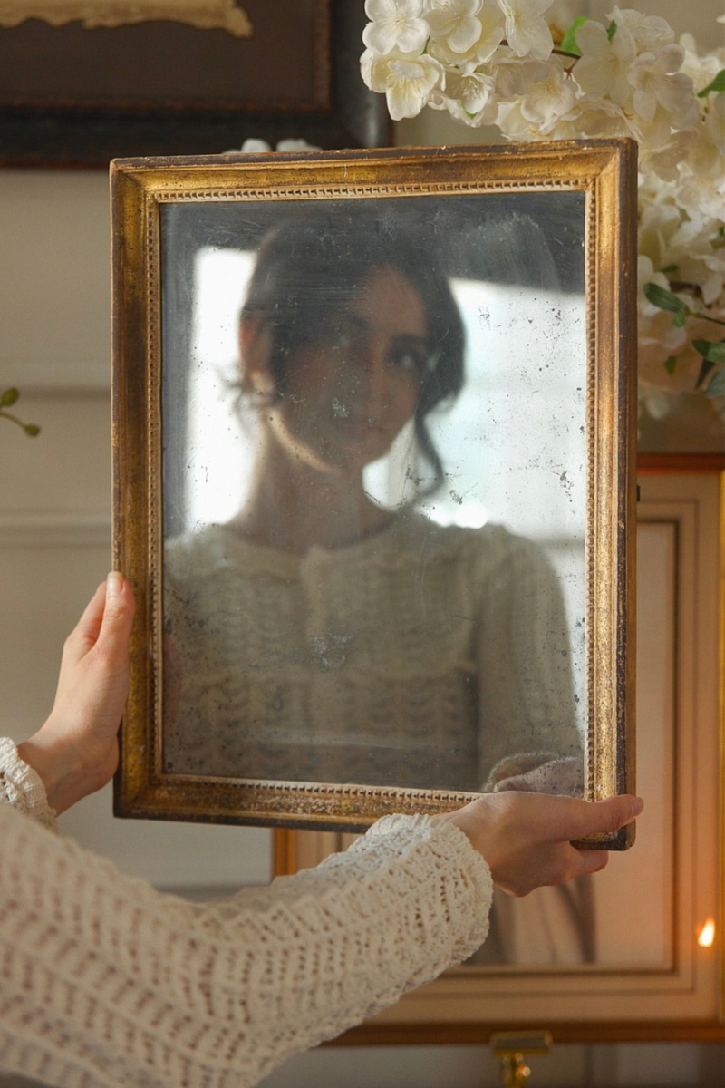 19th Century French Giltwood Mirror with Original Foxed Glass