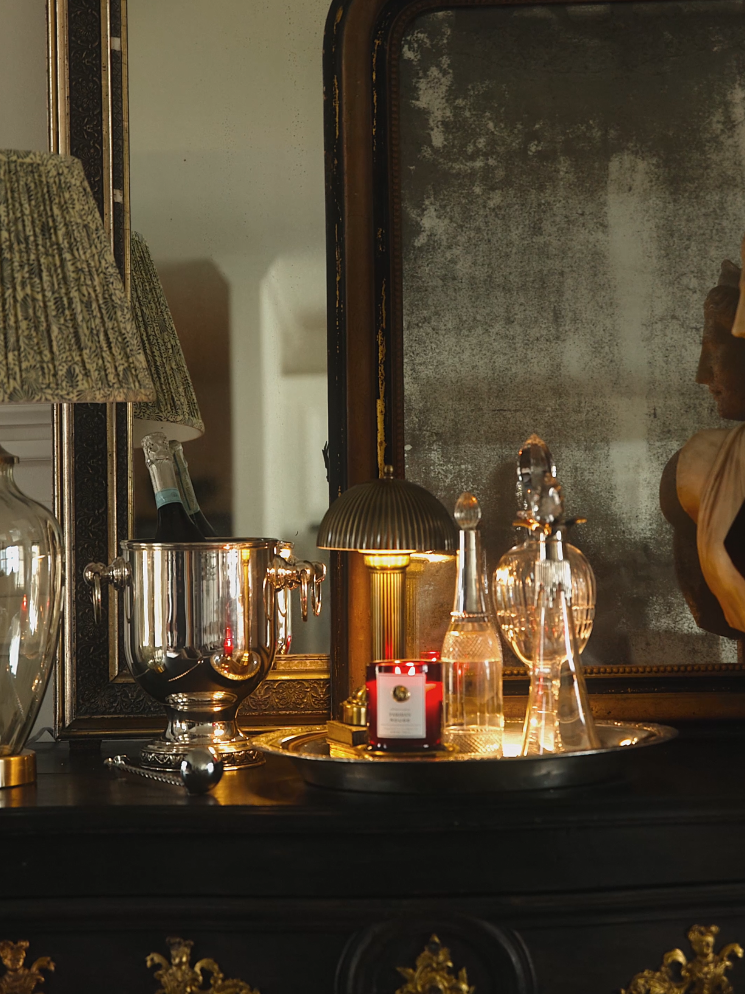 Silver Plated Serving Tray with Matching Ice Bucket