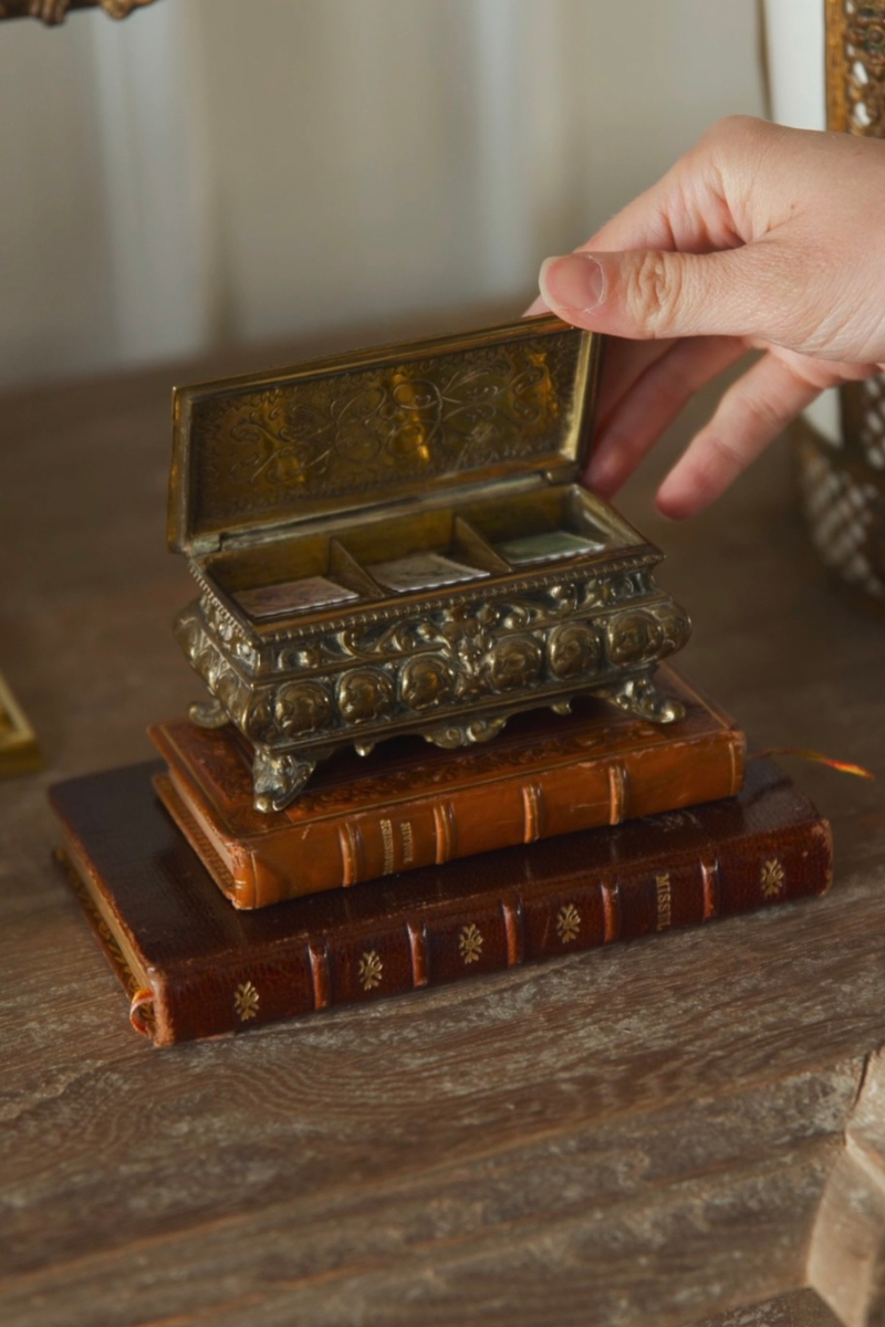 Late 19th Century French Gilt Bronze Stamp or Trinket Box on Cabriole Feet