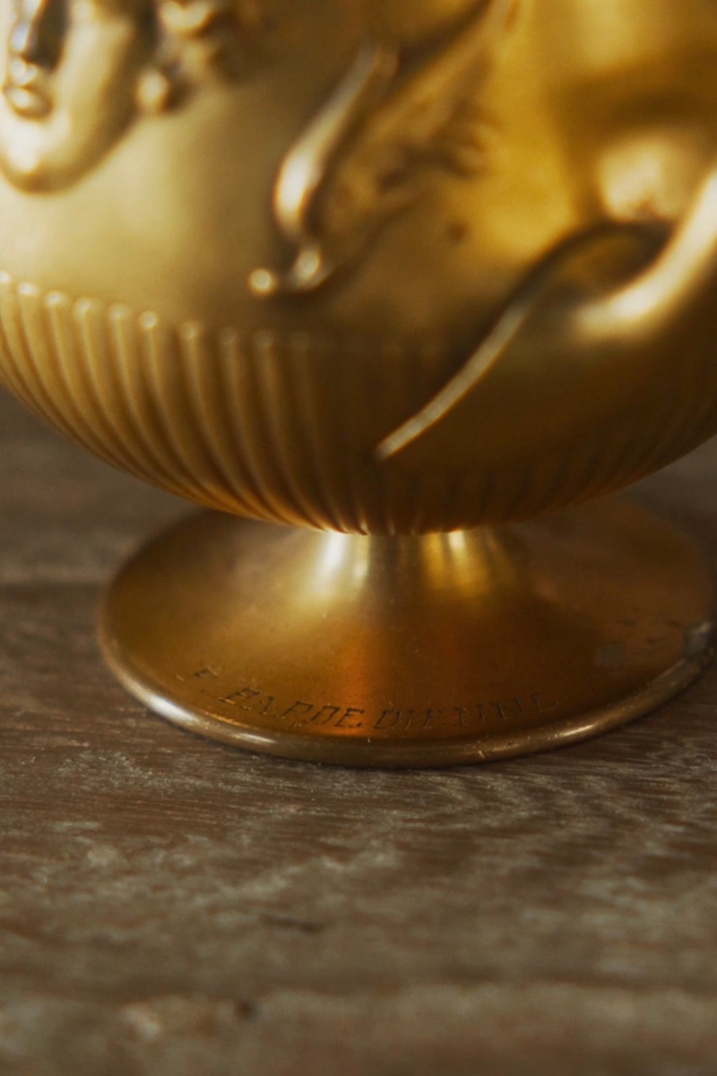 French Bronze Classical Match Holder by F. Bartholdi, Late 19th Century