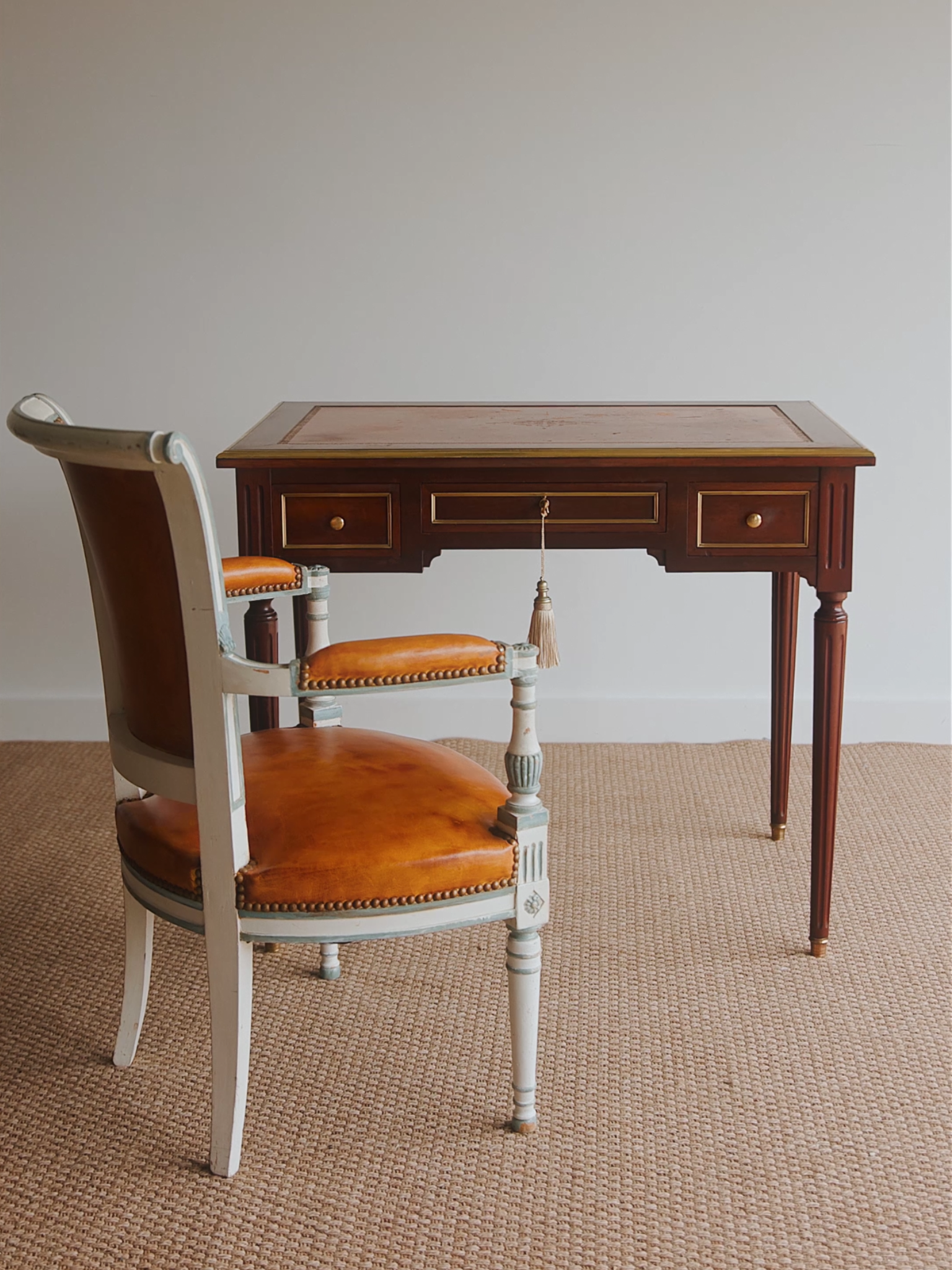 Louis XVI Partners Writing Desk with Dual Pull-Out Writing Slides