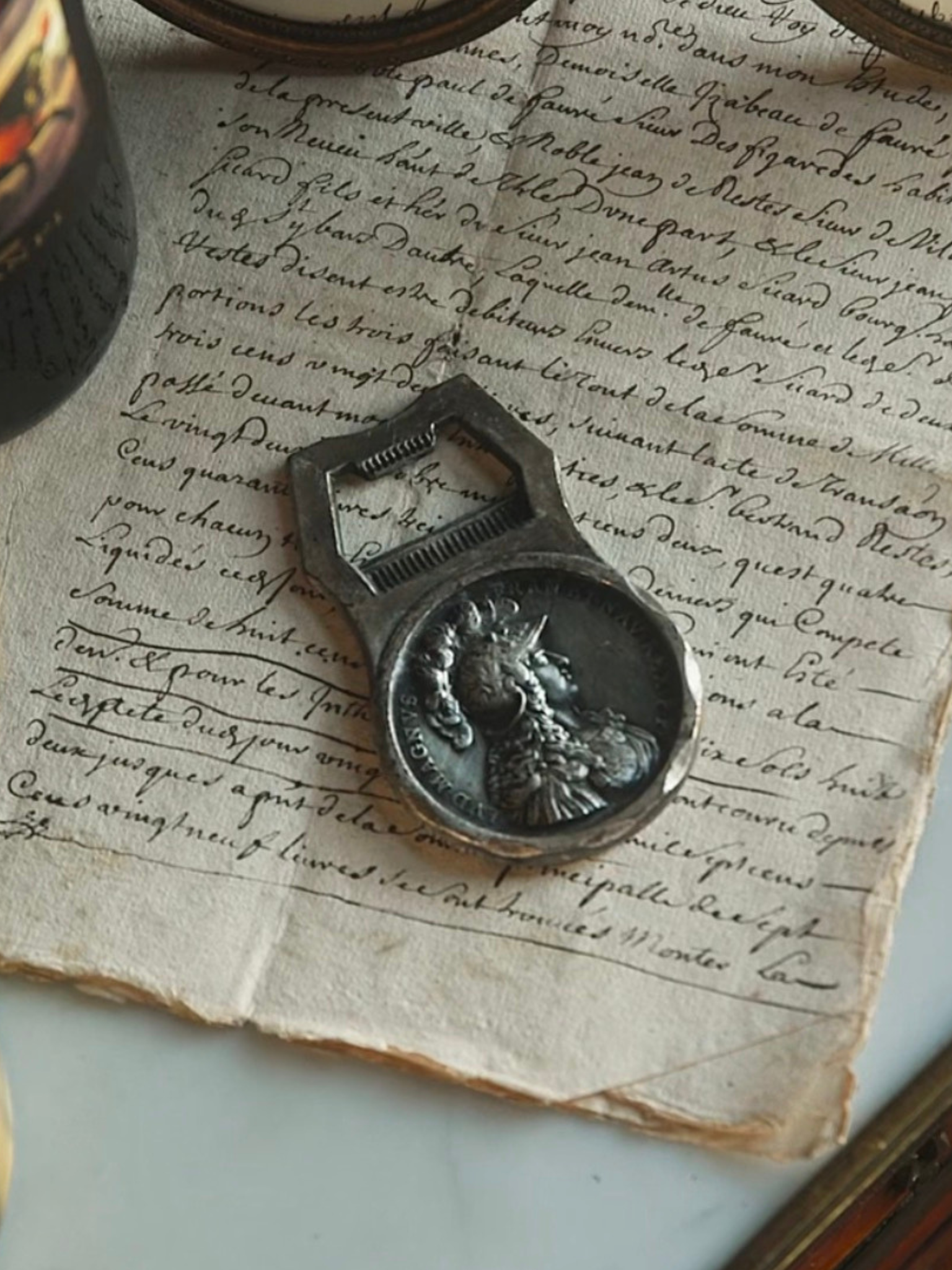 Antique French Bottle Opener with Medallion Portrait of Louis XVI