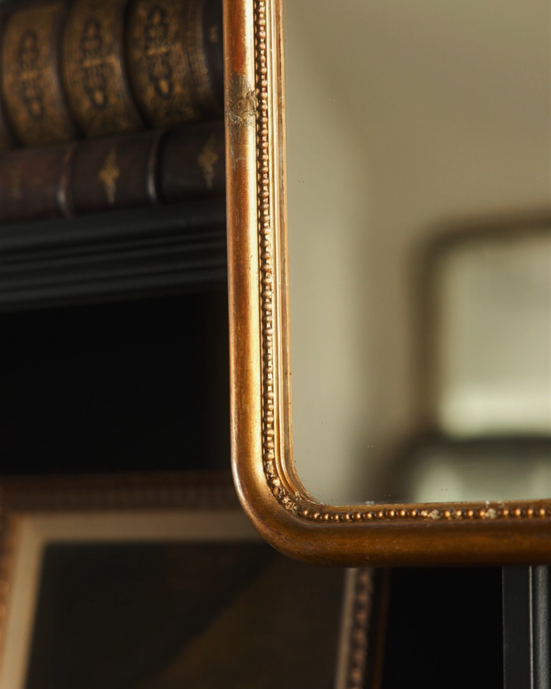 Gilt Wood Beaded Mirror — Late 19th Century, France