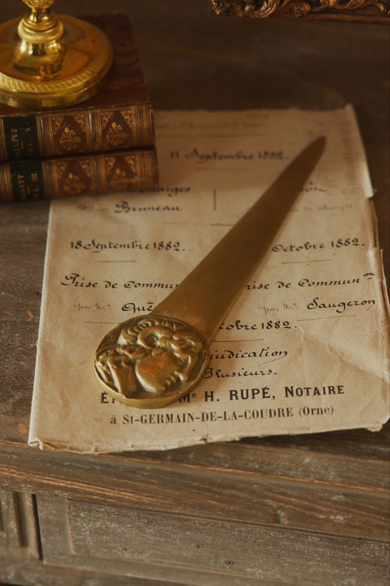 19th C. French Bronze Portrait Letter Opener