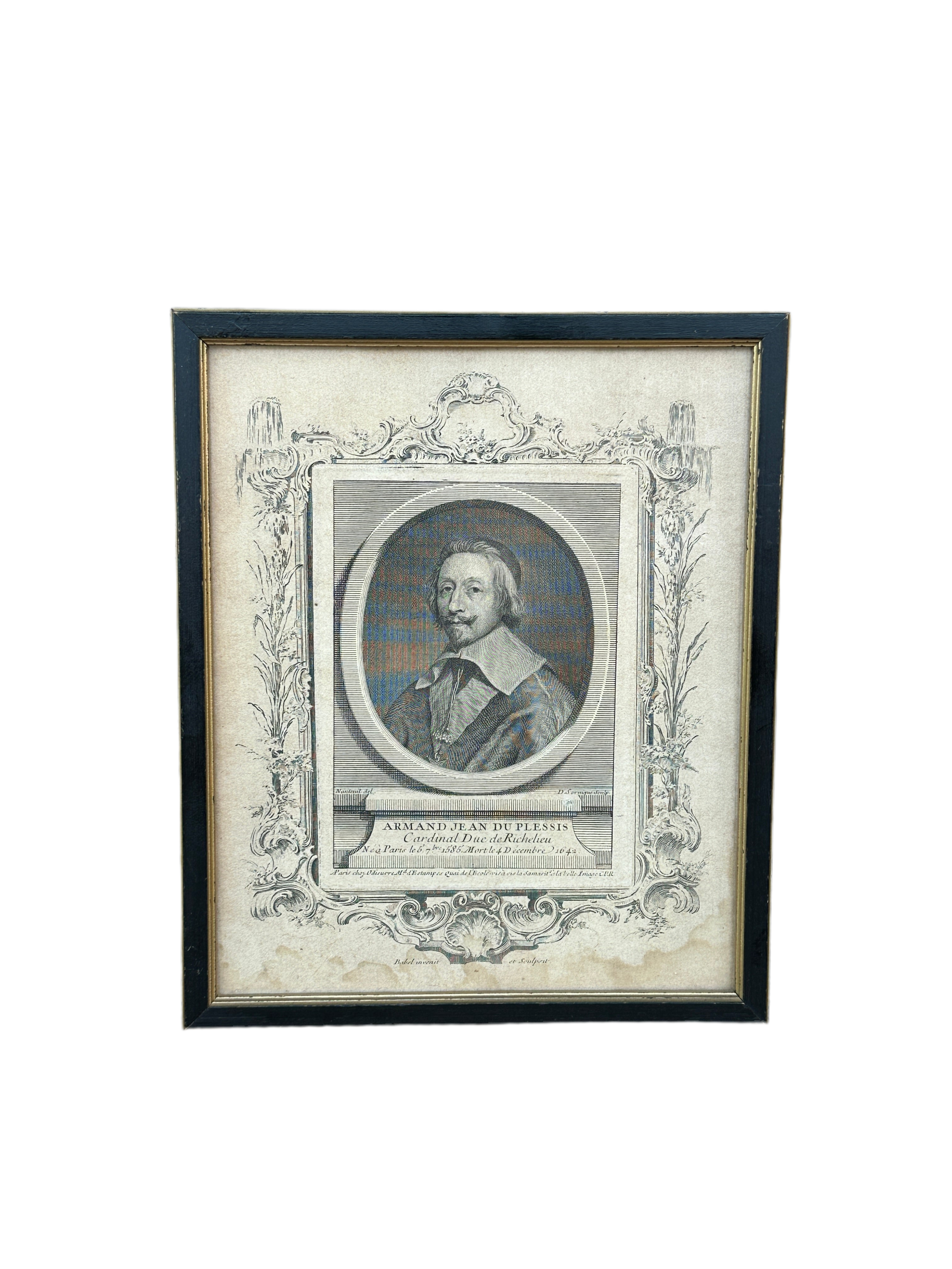 Portrait Engraving of Cardinal Richelieu