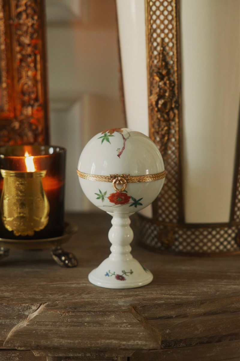 Limoges Porcelain Floral Jewlery Casket by Raynaud & Co