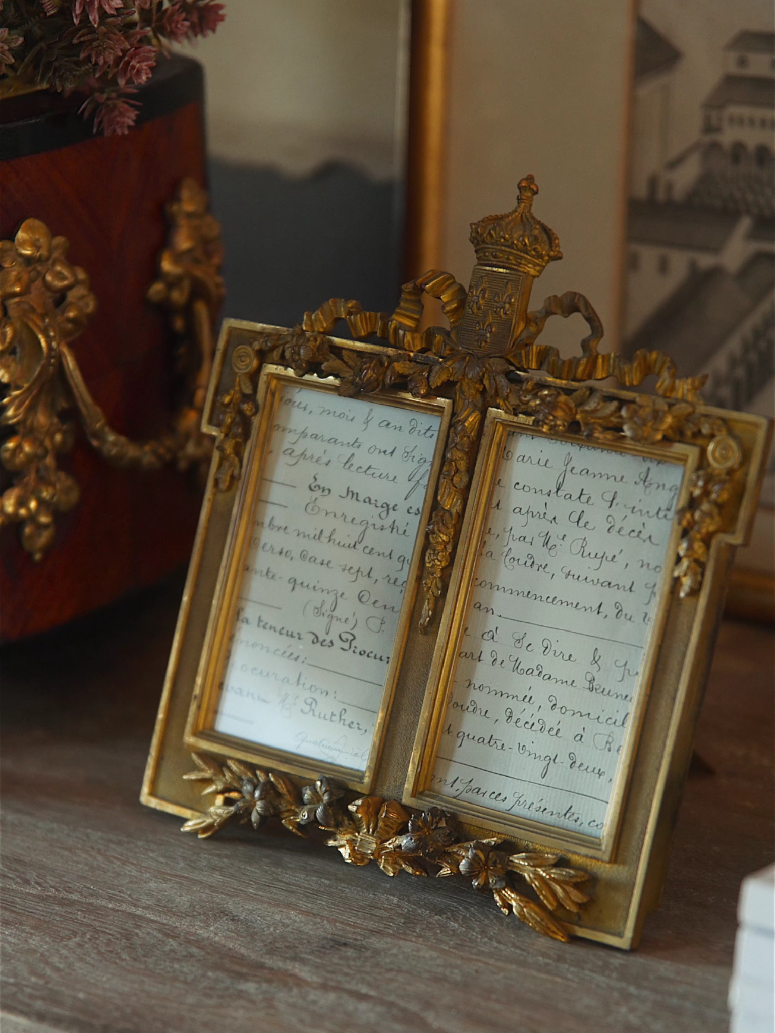 19th-Century French Gilt Bronze Double Frame by Picard, Paris