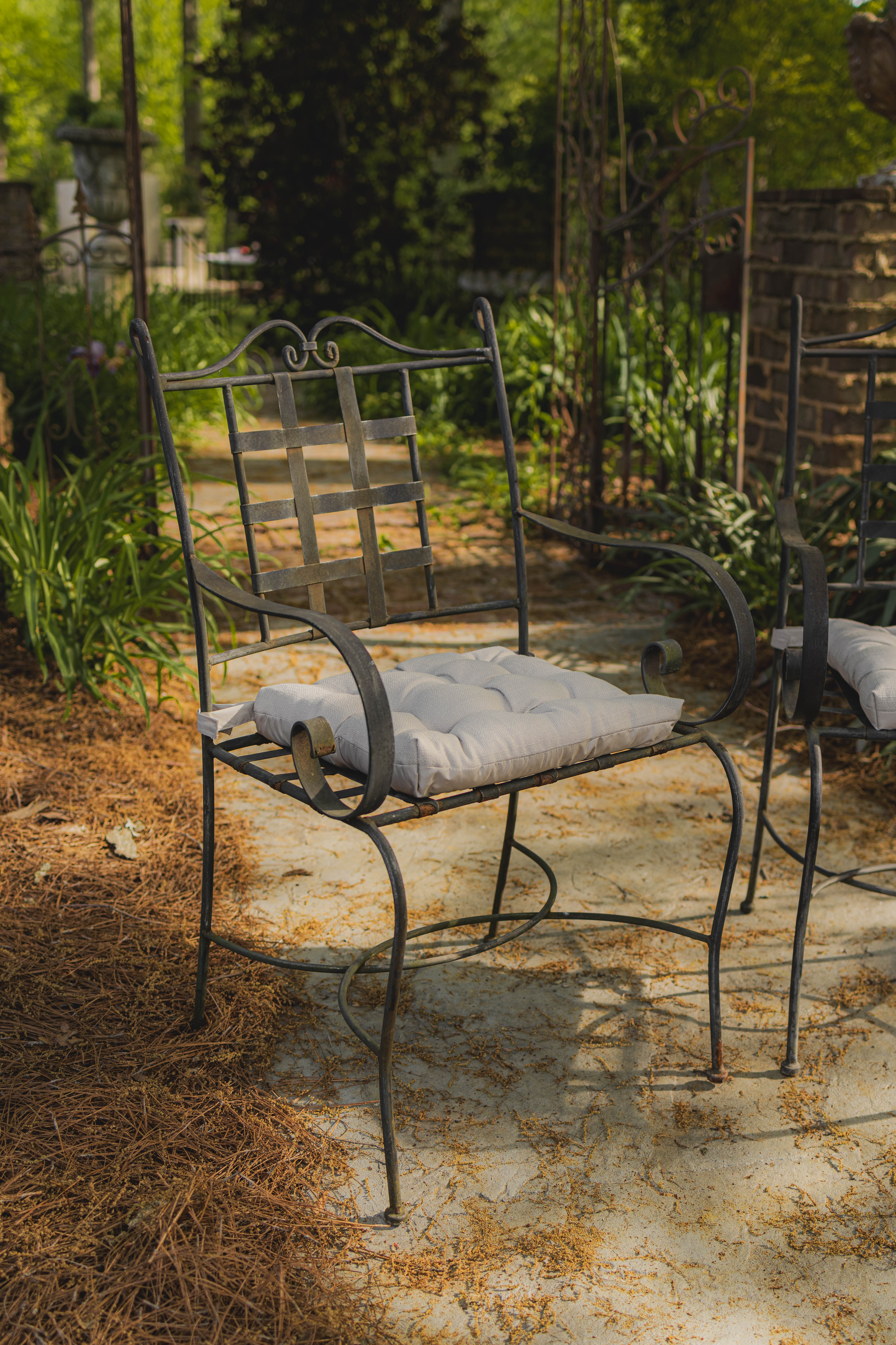 Pair of Two French Wrought Iron Arm Chairs
