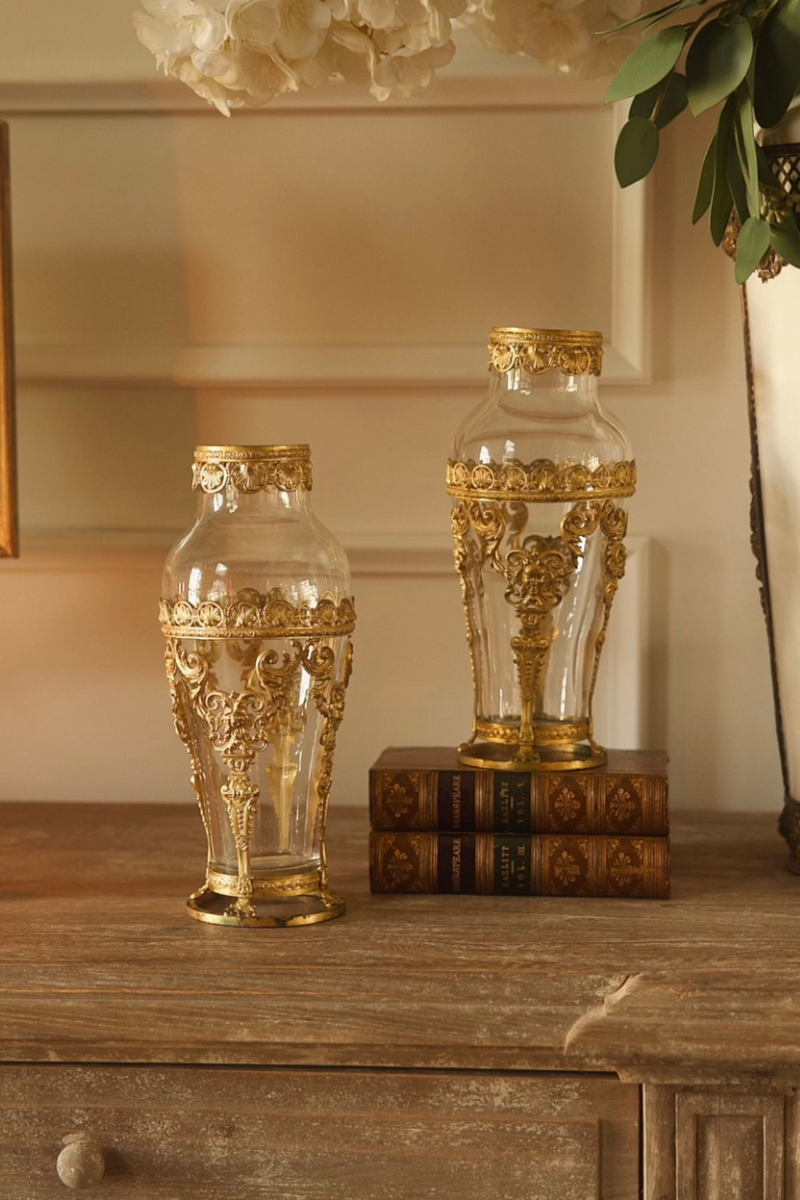 Pair of 19th Century French Napoleon III Ormolu Mounted Crystal Display Vases | 1870-1890
