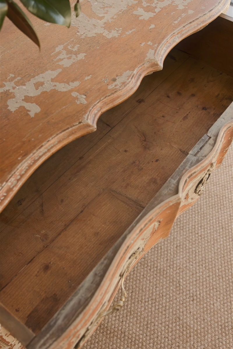 19th Century French Provincial Serpentine Commode with Original Painted Patina