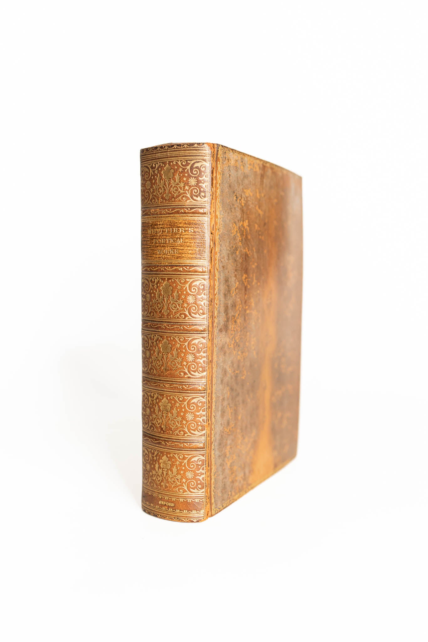 1910 Oxford Editition - Calf Binded Leatherbound of The Poetical Works of John Whittier