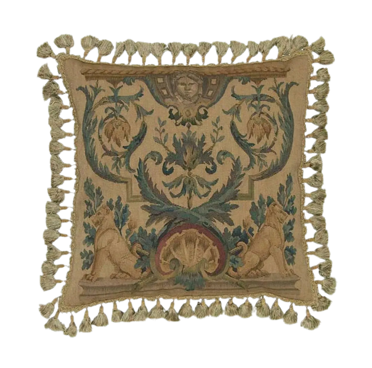 Regal Lions Aubusson Tassel Pillow