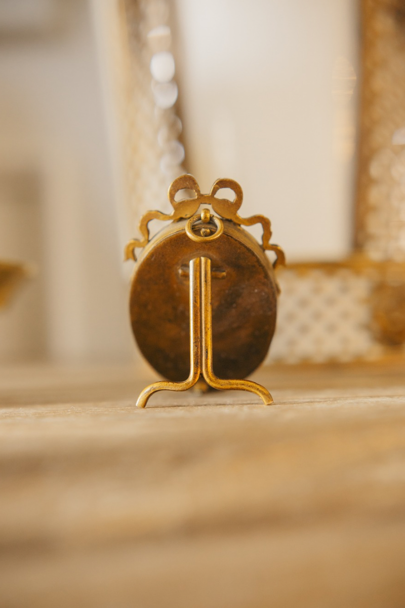 19th Century French Louis XVI–Style Gilt Bronze Bow Miniature Frame