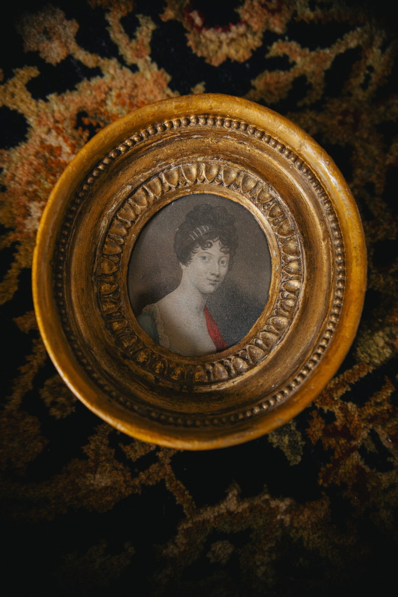 Early 19th Century Continental Portrait Miniature in Giltwood Frame