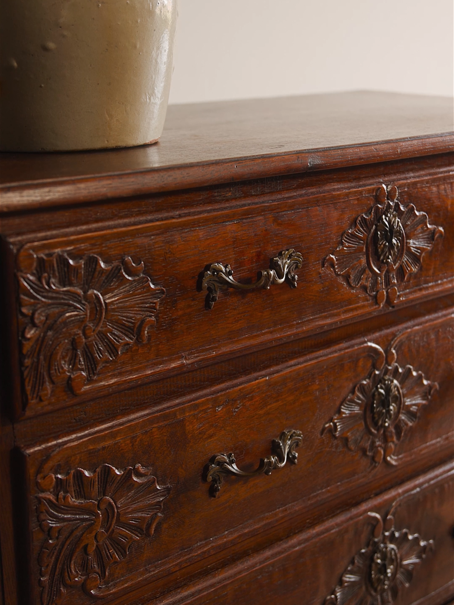 19th Century French Carved Oak Commode