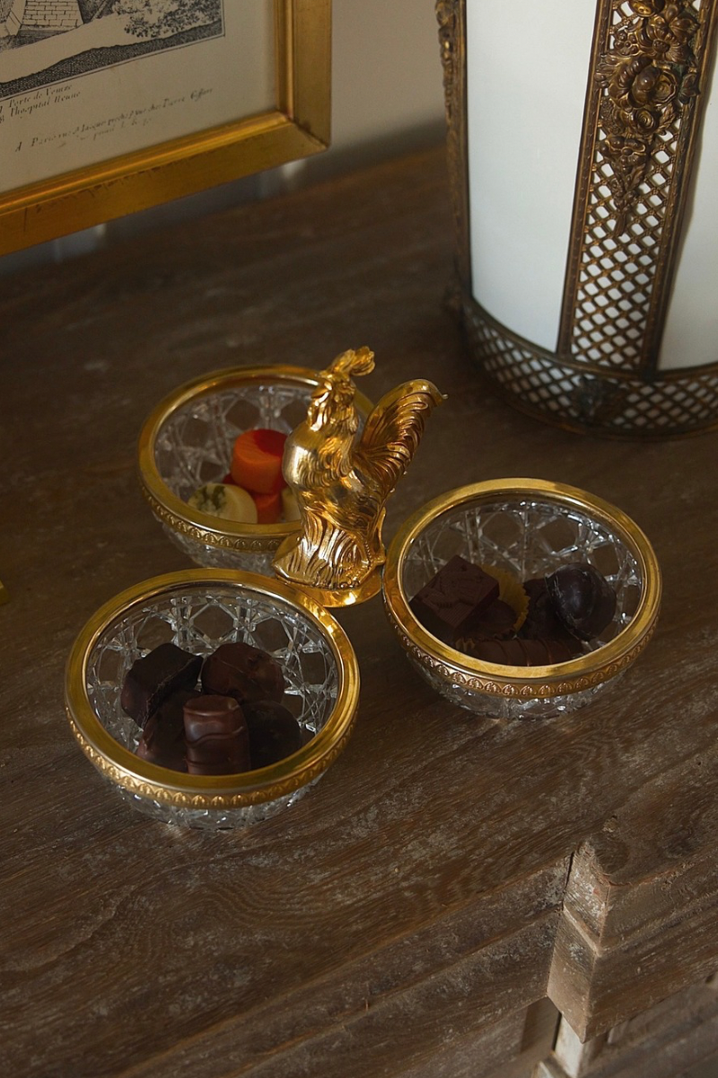 20th C. Crystal & Gilt Trio Dish