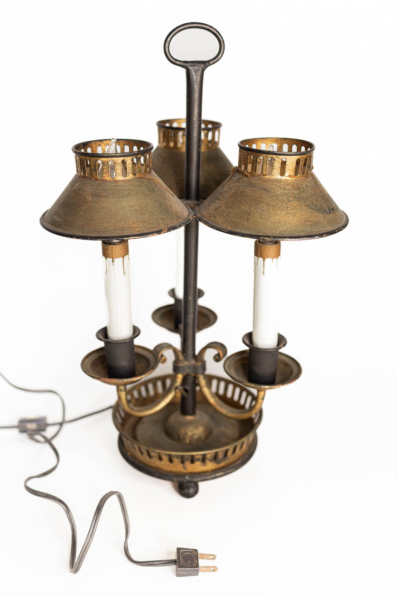 3 Prong Black & Gold Tole Lamp