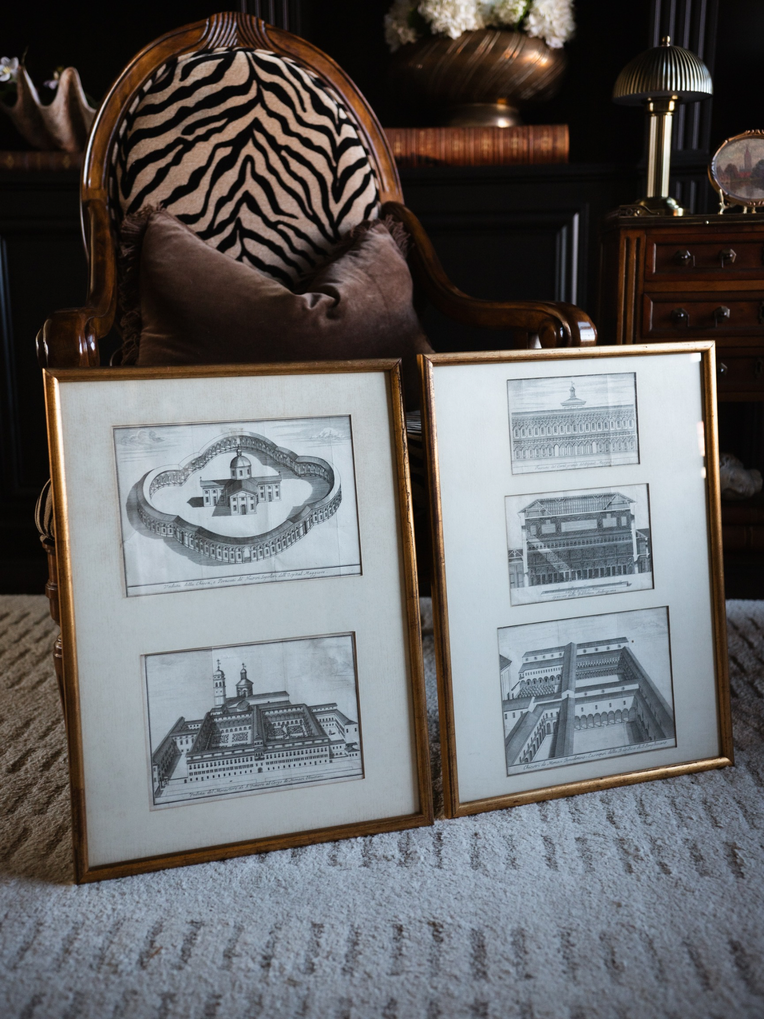 Set of 18th–19th Century Italian Architectural Engravings in Giltwood Frames