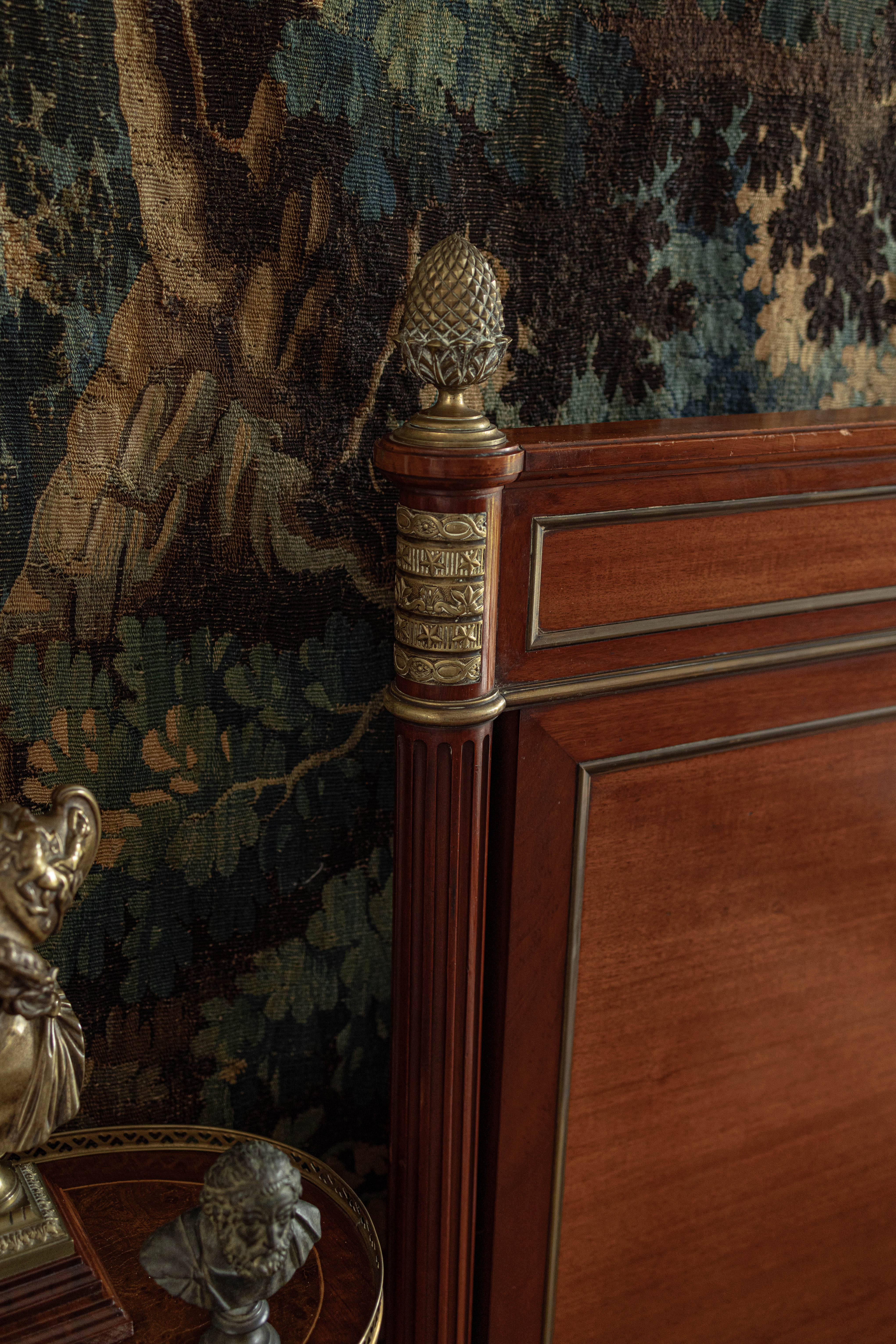 French Empire Style Gilt Mounted Mahogany Bed