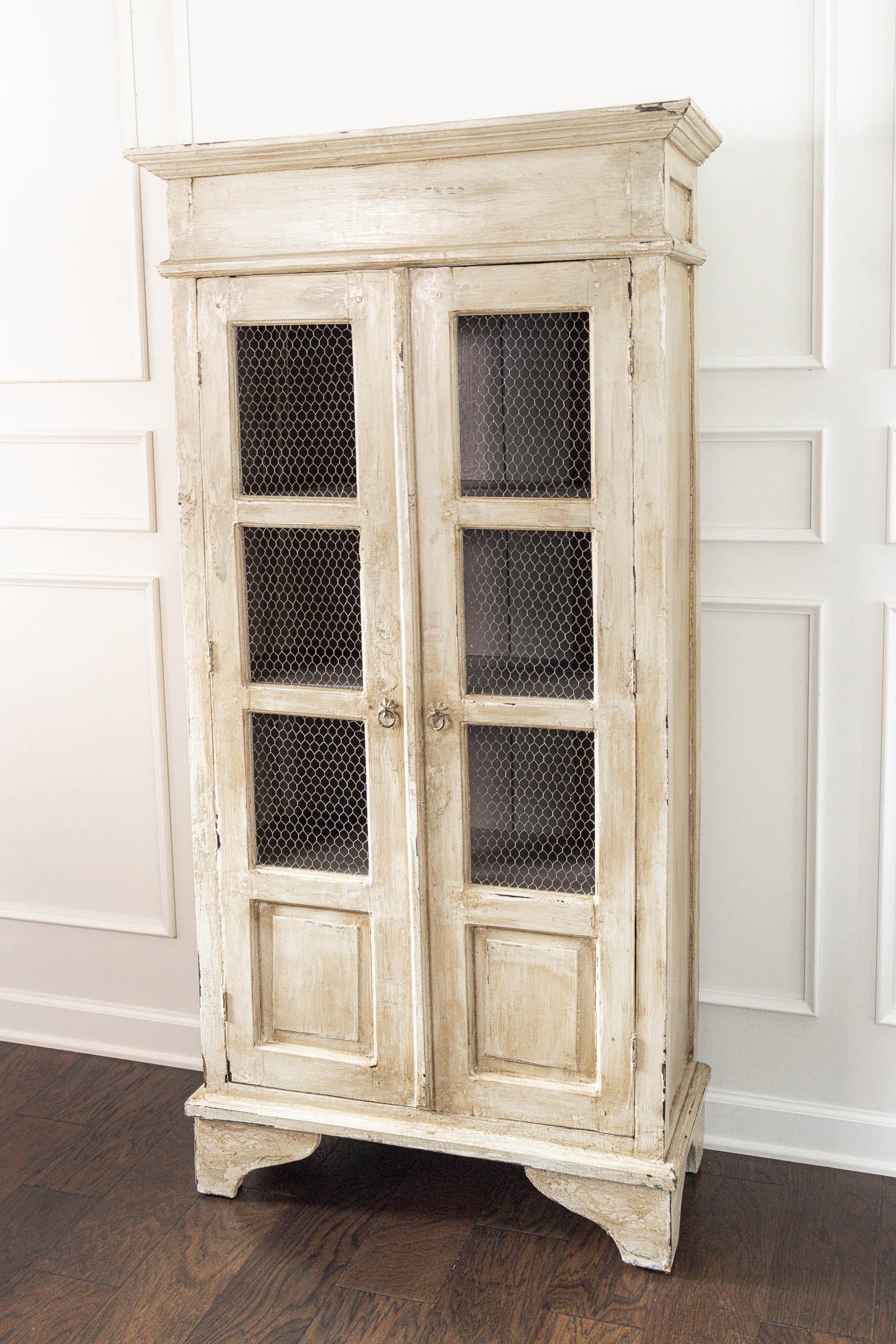 19th Century French Oak Cabinet with Wire Mesh Doors